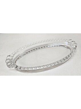 Vintage Imperial Candlewick Clear Glass Oval Trinket Jewelry Serving Tray 9"